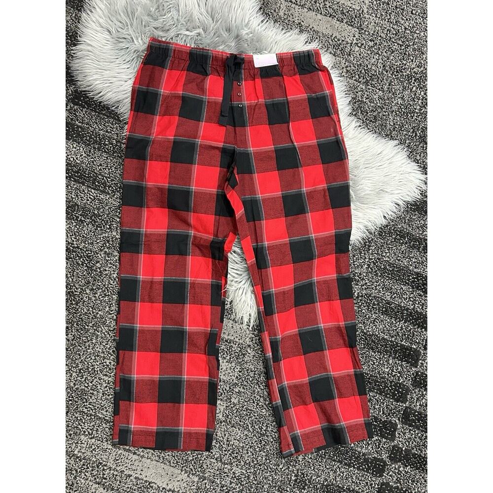 Stars Above Womens Medium Red and Black Plaid Cotton Pajama Pants XL